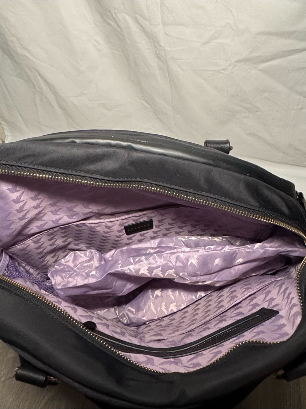 Lo & Sons O.G. 2 Large Laptop Travel Tote Bag Black Lavender - Picture 8 of 14